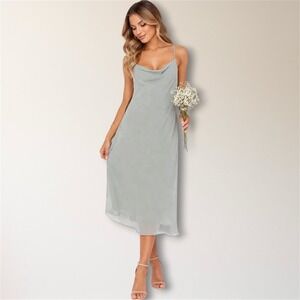 Show Me Your Mumu M Verona Sage Cowl Midi Dress Criss Cross Back Wedding Guest‎